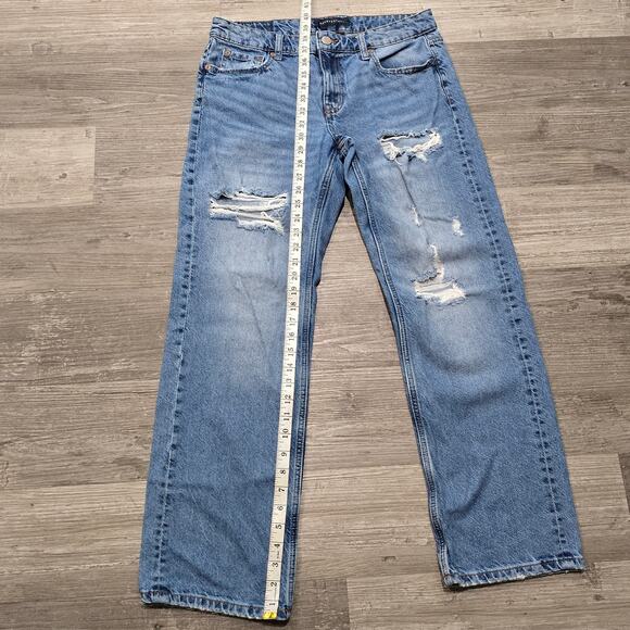 Aeropostale Low Rise 90's Baggy Distressed Light Wash Denim Jeans - Picture 6 of 7